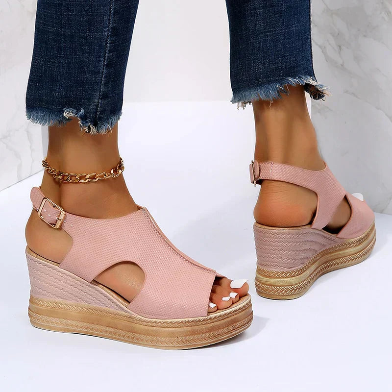 Womens Buckle Platform Sandals