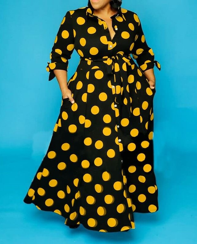 Elegantes langes Polka Dot-Kleid für Damen (2 Stück kaufen, kostenloser Versand)