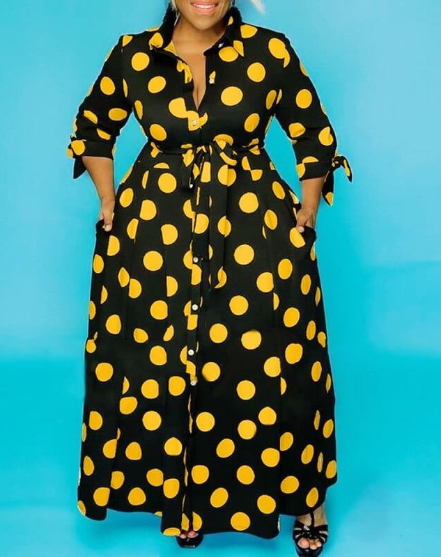 Elegantes langes Polka Dot-Kleid für Damen (2 Stück kaufen, kostenloser Versand)