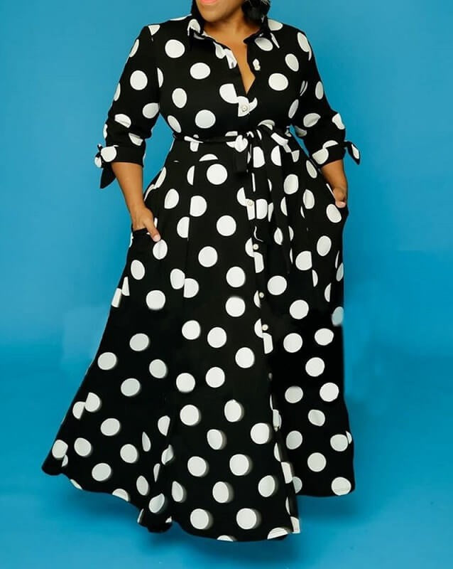 Elegantes langes Polka Dot-Kleid für Damen (2 Stück kaufen, kostenloser Versand)